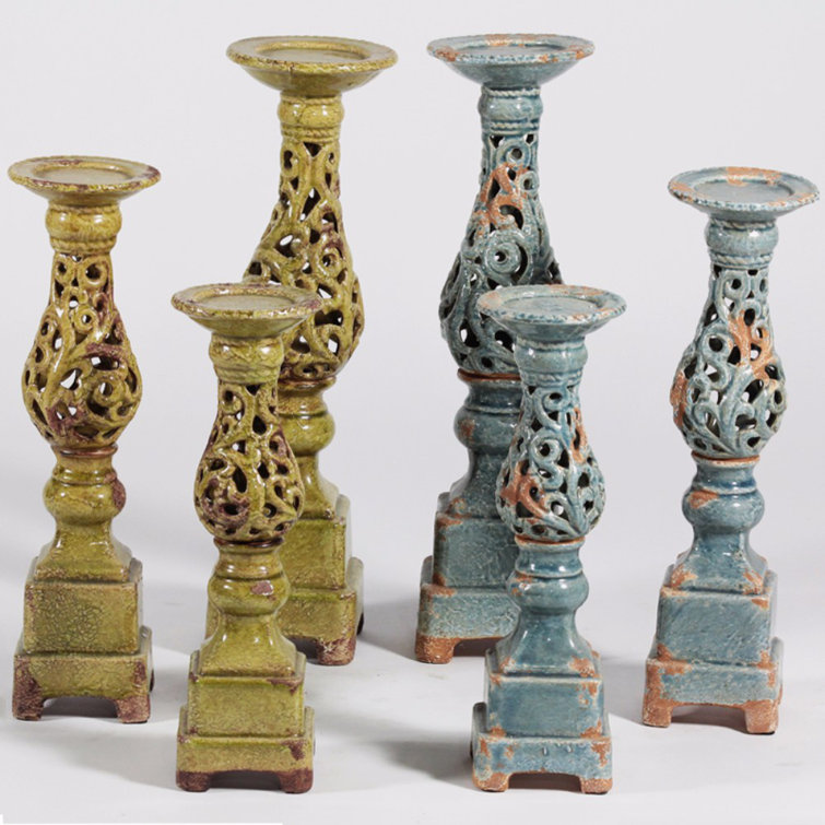 World Menagerie 6 Piece Ceramic Candlestick Set Wayfair